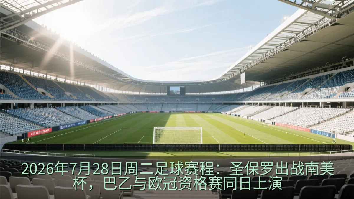 足球比赛前的球场看台和绿色草坪