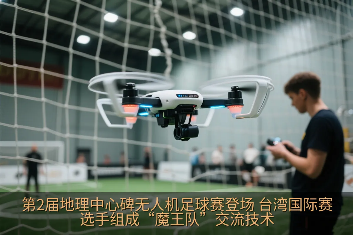 无人机足球比赛中的攻防飞行画面